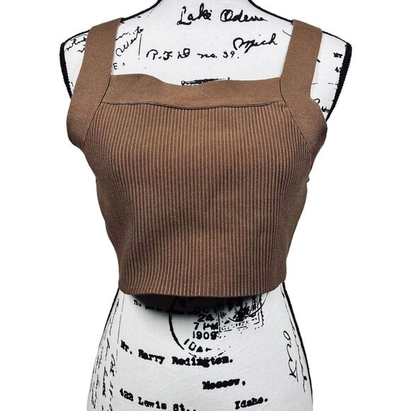 House of Harlow 1960 brown ribbed crop top criss cross straps size L baddie boho - Picture 1 of 12